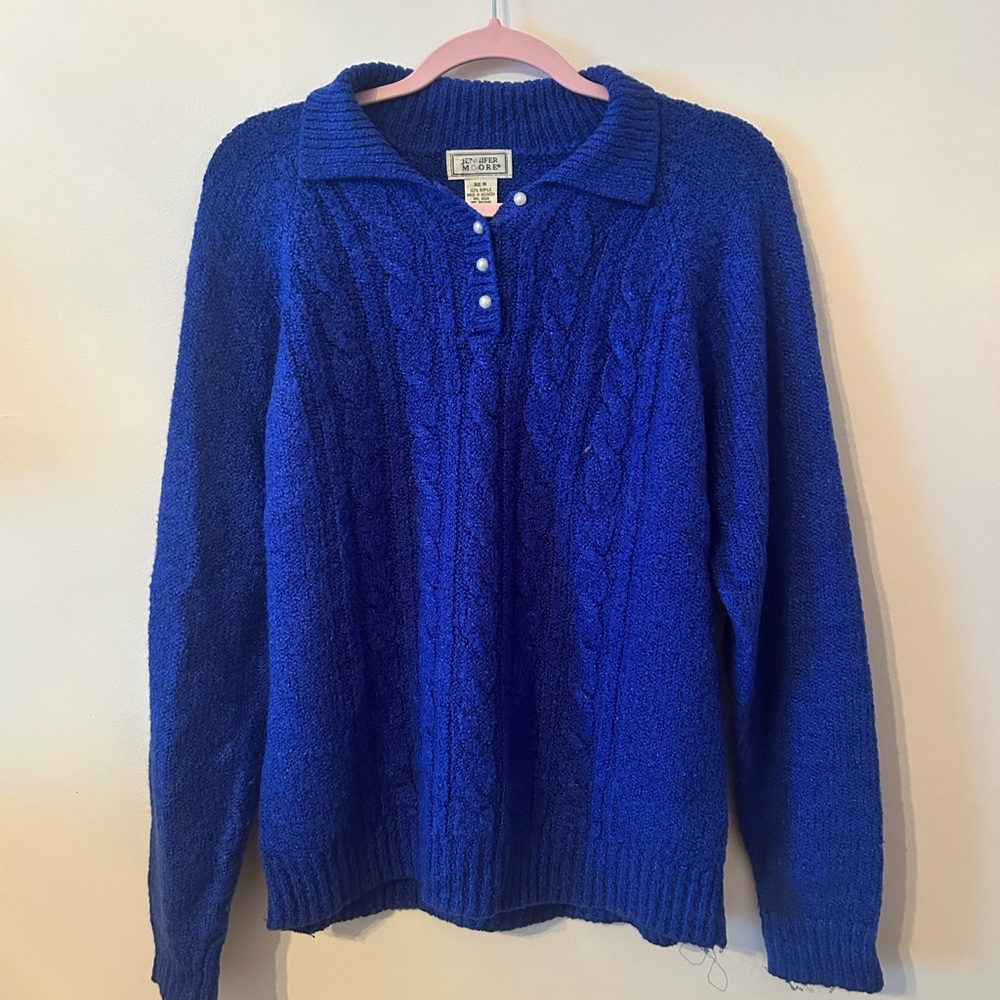 Blue Women's Cable Knit Sweater